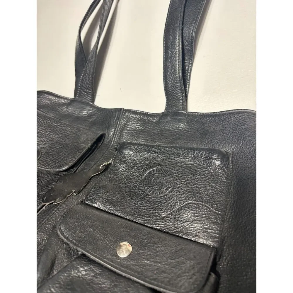 Roots Vintage Leather Purse Bag Shoulder Tote Quality Pockets Handbag Beaver